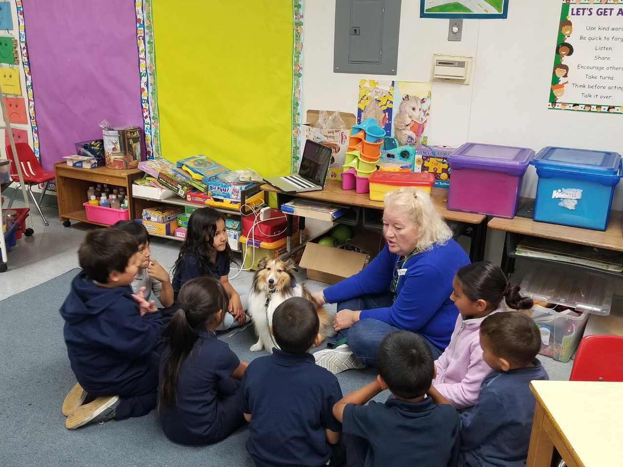 Students with Dog Photo