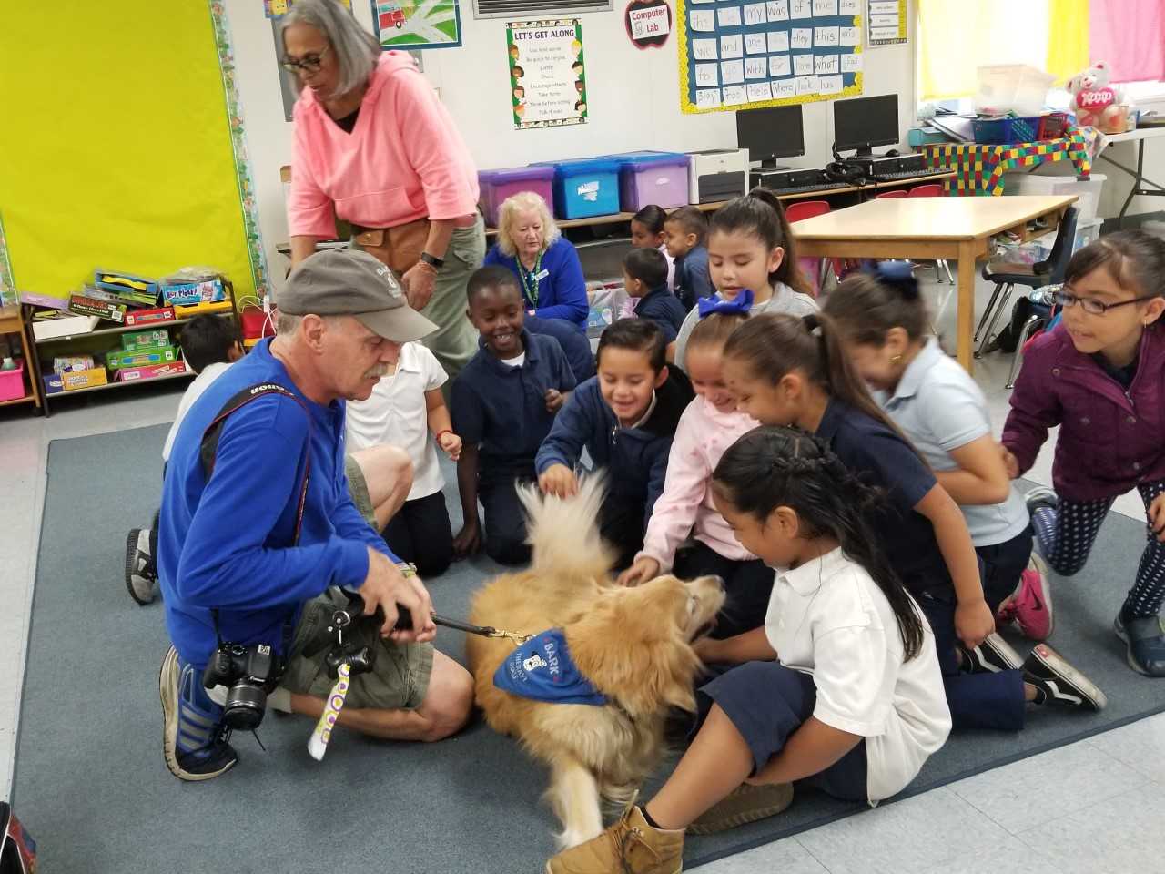 Students with Dog Photo