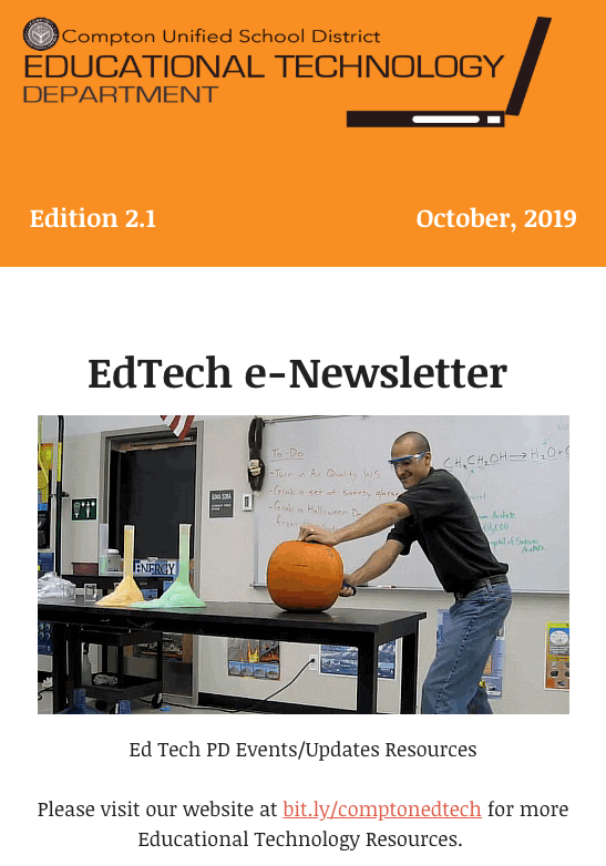 CUSD EdTech E-Newsletter 2.1 Image