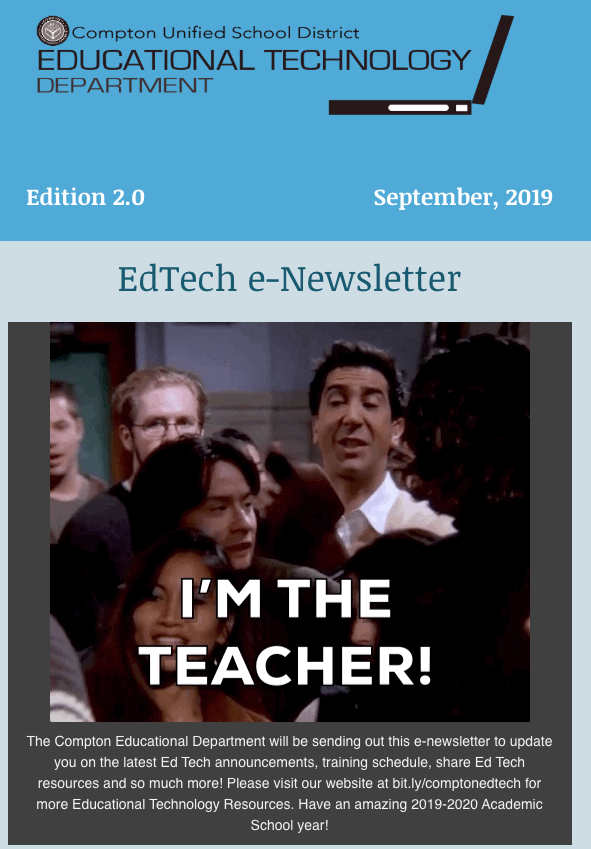 CUSD EdTech E-Newsletter 2.0 Image