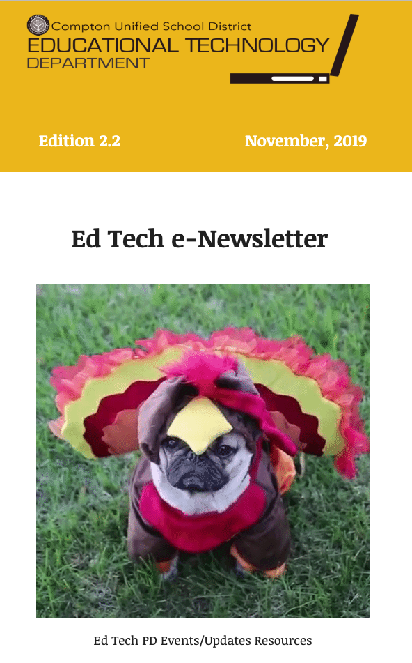 CUSD EdTech E-Newsletter 2.2 Image